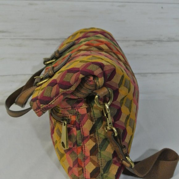 FOSSIL KEY-PER Fabric Leather Large FOLD OVER Bag - Picture 3 of 13